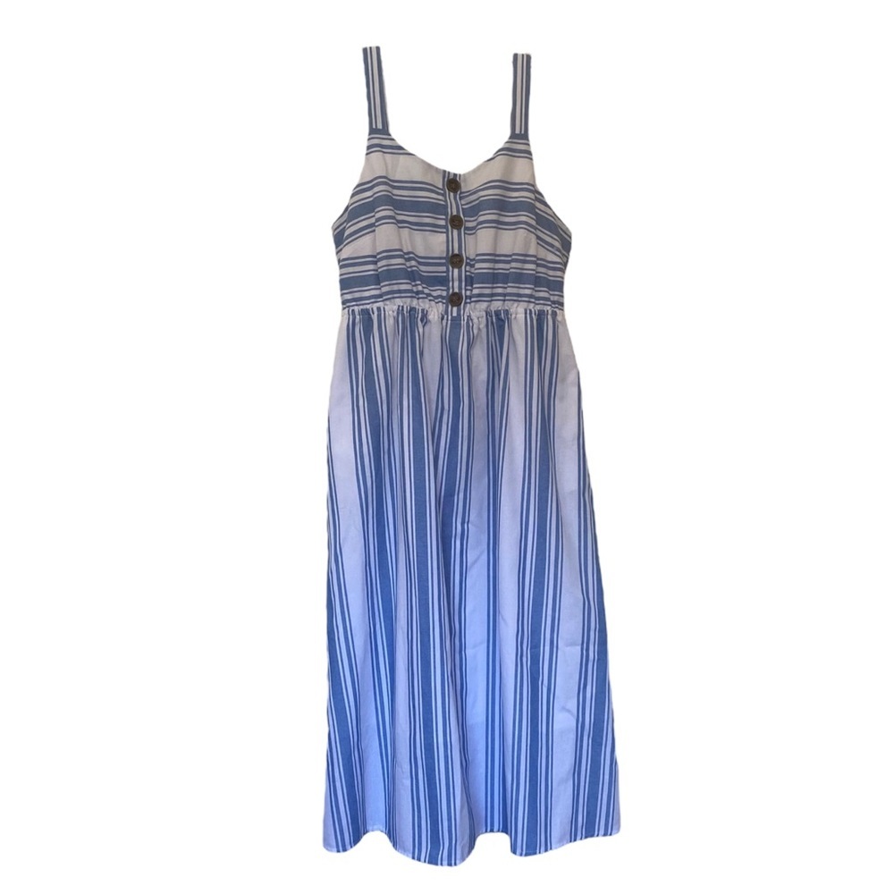 Rickis Blue and White Cotton Blend Striped Dress
